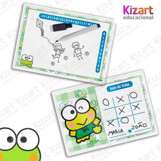 15 Lousa Mágica + Caneta Com Apagador Lembrancinha Festa Infantil Tema Sapinho Hello Kitty