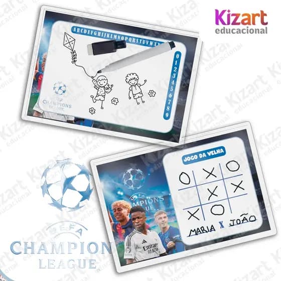 15 Lousa Mágica + Caneta Com Apagador Lembrancinha Festa Infantil Tema Champions League