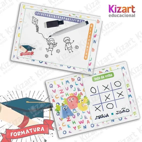 Lousa Mágica + Caneta Com Apagador Lembrancinha Festa Infantil Tema Formatura ABC