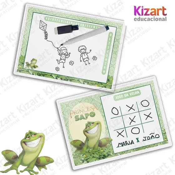 25 Lousa Mágica + Caneta Com Apagador Lembrancinha Festa Infantil Tema Sapo Tiana
