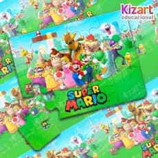 Lembrancinha Escolar Educativa Quebra Cabeça Festa Infantil 12 Peças Tema Turma Super Mario Bros
