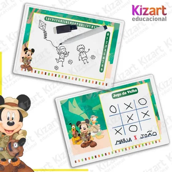 Lousa Mágica + Caneta Com Apagador Lembrancinha Festa Infantil Tema Mickey Safari