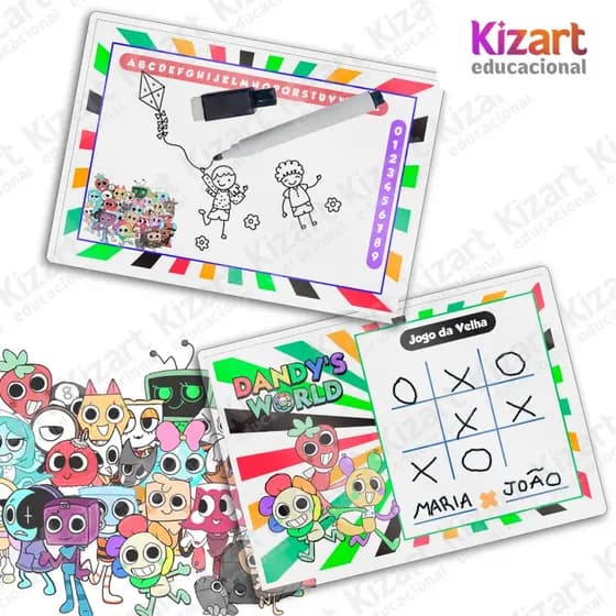 Lousa Mágica + Caneta Com Apagador Lembrancinha Festa Infantil Tema Dandy´s World