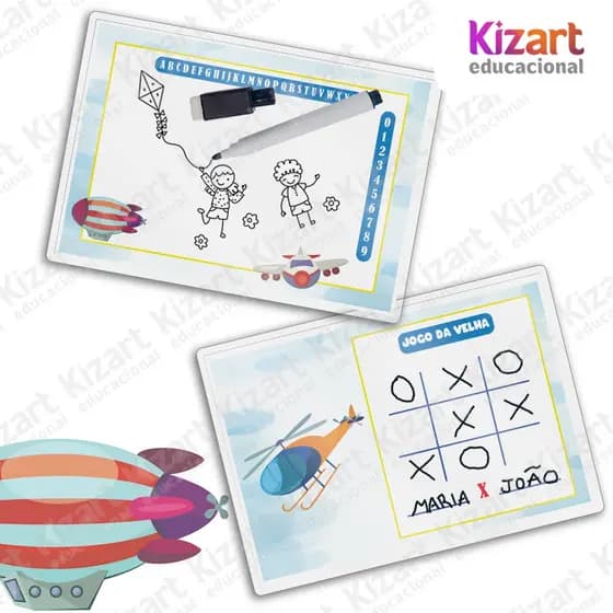 25 Lousa Mágica + Caneta Com Apagador Lembrancinha Festa Infantil Tema Avião
