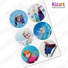 Adesivos Redondos 6x6 Festa Infantil Aniversario Infantil Cartela Adesiva Tema Frozen