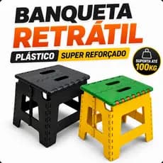 Banqueta Banquinho Dobrável Portátil 100kg Banco Plástico Reforçado Alça Assento Casa Camping Pesca Praia Viagem