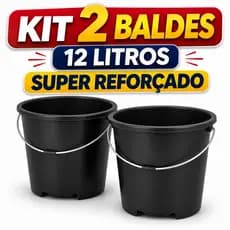 Kit 2 Balde 12 Litros Reforçado com Alça de Ferro Plástico Resistente Limpeza Obra Lavanderia Uso Doméstico