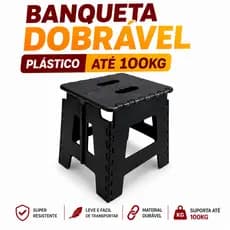 Banqueta Dobrável Portátil 100kg Banco Plástico Reforçado com Alça Assento Compacto Casa Camping Pesca Praia Viagem