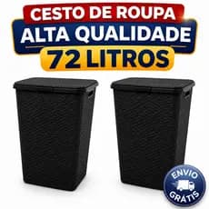 Cesto Roupa Suja 72L Grande com Tampa Organizador Lavanderia Banheiro Quarto Plástico Resistente Multiuso