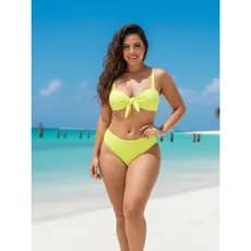 Biquini Cintura Alta Plus Size Hot Pant Modelo Tecido Canelado modelador