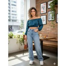 Cropped Ciganinha Ombro a Ombro de Cetim feminino