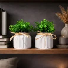 Vaso decorativo com Plantas Artificiais de Eucalipto | Vaso Branco Moderno | Decoração Sala, Escritório e Mesa