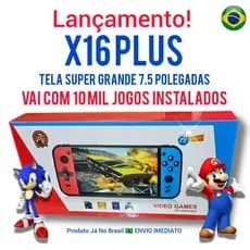 Console Vídeo Game Portátil X16 PLUS + 10.000 jogos com tela de 7.5 Polegadas + (1 CARTÃO DE 8GB Brinde)