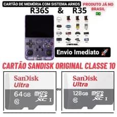 Cartão Micro SD 64GB/128GB Original +Sistema ArkOS Até 20.000 +Jogos P/ Game Console R35s/R36s