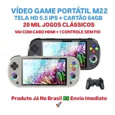 M22 Pro Retro Console De Jogos Portátil Tela 5.0 Polegada IPS Vai com 1 Controle sem fio Com Efeito RGB 64GB 20000 Jogos