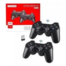 Kit 2 Controles Wireless sem Fio 2.4G Alcance Até 10 Metros para PC TV Game Stick e Jogos MAY-004