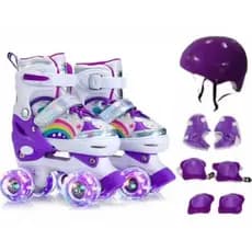 PATINS INFANTIL - INFANTOJUVENIL MENINA COM KIT PROTEÇÃO E SEM KIT PROTEÇÃO - RODAS DUPLAS E LINHA RETA