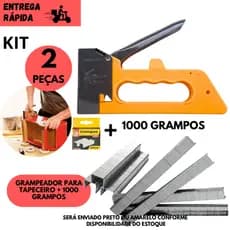 Kit Grampeador Tapeceiro Profissional com 1000 Grampo 8mm para Móveis, Estofados e Decoração