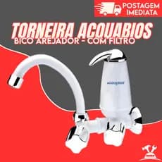 Torneira Com Filtro Bica Movel De Parede Quadriseta Acabamento Cromado Cor Branco Acquabios E05