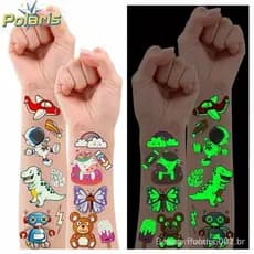 30 Folhas Tatuagens Luminosas Mistas Temporárias para Meninos e Meninas Festas Brilhantes
