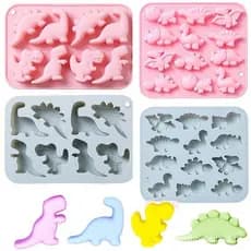 3D Moldes De Silicone De Dinossauro Fofo De 12 Cavidades Temático Bandeja De Molde Para Bolo De Chocolate Mousse De Past