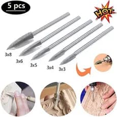 5/1pcs Conjunto De Brocas De Gravação De Madeira Para Trabalho Em Escultor De Arte Aço Carboneto Escultura