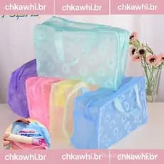 Bolsa de Armazenamento de Maquiagem à Prova d'Água Flor Criativa Transparente para Cosméticos e Viagem