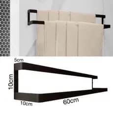 Porta Toalha de Banho Duplo 60cm Toalheiro Quadrado Acessórios de Banheiro