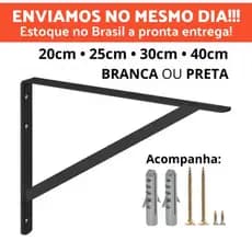 Kit Mãos Francesas 20cm 25cm 30cm 40cm Suporte De Prateleira Tampo De Mesa E Bancada + Kit de Parafusos