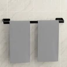 Porta Toalha De Banho Para Banheiro Preto Fosco Plus 60cm
