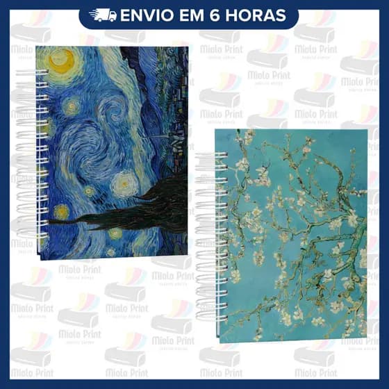Caderno Motivacional Pautado A5 com Frases Inspiradoras – Capas Van Gogh – 90g – Capa Dura