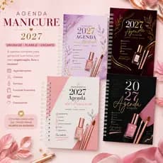 Agenda Planner Manicure 2027 Folha A5 420 Páginas 1 Dia por Página Capa Dura Papel 75g Com Horários