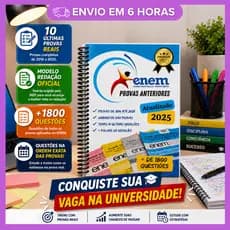 Apostila ENEM 2026 | 10 Provas Oficiais (2016-2025) + Gabaritos + Redação | +1800 Questões | Simulados ENEM