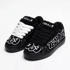 Tênis Tesla Hertz Preto Branco Casual Paper Skatista Masculino Feminino
