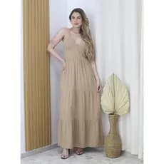 Vestido feminina Longo Três Maria Tecido Viscose - Xinnix 8449