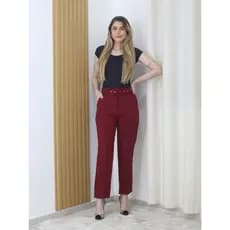 Calça Social Alfaiataria Feminina Poliéster Elastano C/Cinto - Xinnix 6622