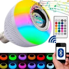Festa Premium Lâmpada LED com Alto-Falante Bluetooth e Controle Varios Modos 12 Cores
