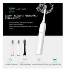 Escova Dental Eletrica Vibratoria Ultrassônica Bateria Longa duração Recarregavel 3 Refis Envio Rapido