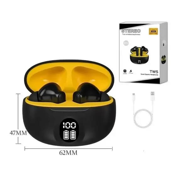 Fones de ouvido Bluetooth sem fio TWS 9D com tela sensível ao toque digital e fones de ouvido esportivos jorge