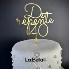 Topo de bolo 40 Anos De Repente 40 Acrílico Espelhado Luxo - Decoração festa elegante quarenta anos