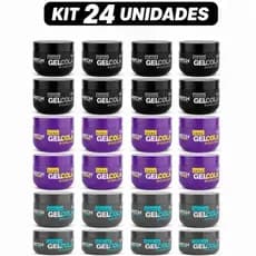 Kit 24x Gel Cola Incolor, Cera ou Black Sem Álcool Modela e Fixa Penteados Match For men 300g