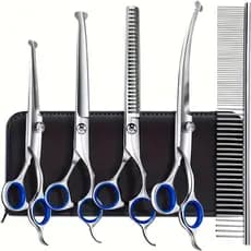 5/2 PCS Pet Tesoura De Corte De Cabelo, Galvanizado Preto Pet Tesoura De Corte De Cabelo Set para Pet Groom