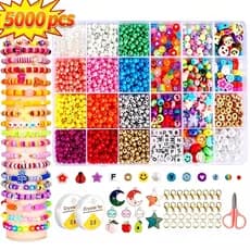 Kit Miçangas para Fazer Pulseira Infantil Colorida Bijuteria Colar Phone Strap 5000 pçs