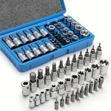 Kit 34 Peças Soquetes aço cromo vanádio Macho Femea 3/8 com Azul caixa Ferramenta Manual Segura para Perfuração