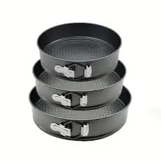 Kit 3 Formas 24/26/28 com Fundo Removível Antiaderente para Torta Bolo Assadeira Bolos Torta Redonda