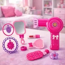 Kit Salão de Beleza Infantil com Secador e Acessórios Fashion Batom Brinquedo Menina