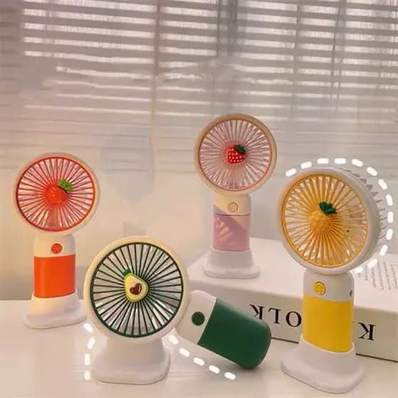 mini ventilador portátil com carregamento USB, apoio de mesa e celular