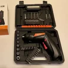 Kit Parafusadeira Doméstica com maleta Leve Portátil USB Recarregável