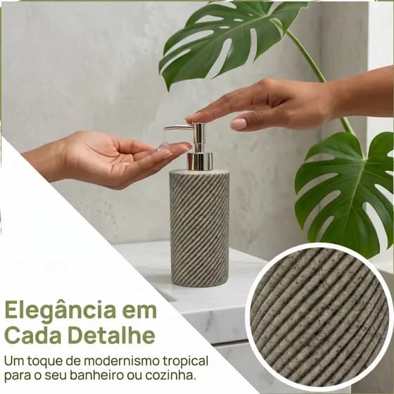 Dispenser de Sabonete Líquido Cerâmico Espiral para Banheiro e Cozinha - Porta Sabonete Decorativo com Bomba Cromada