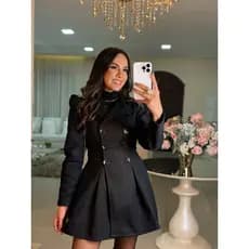 Sobretudo Feminino Lã Batida Longo Inverno Elegante
